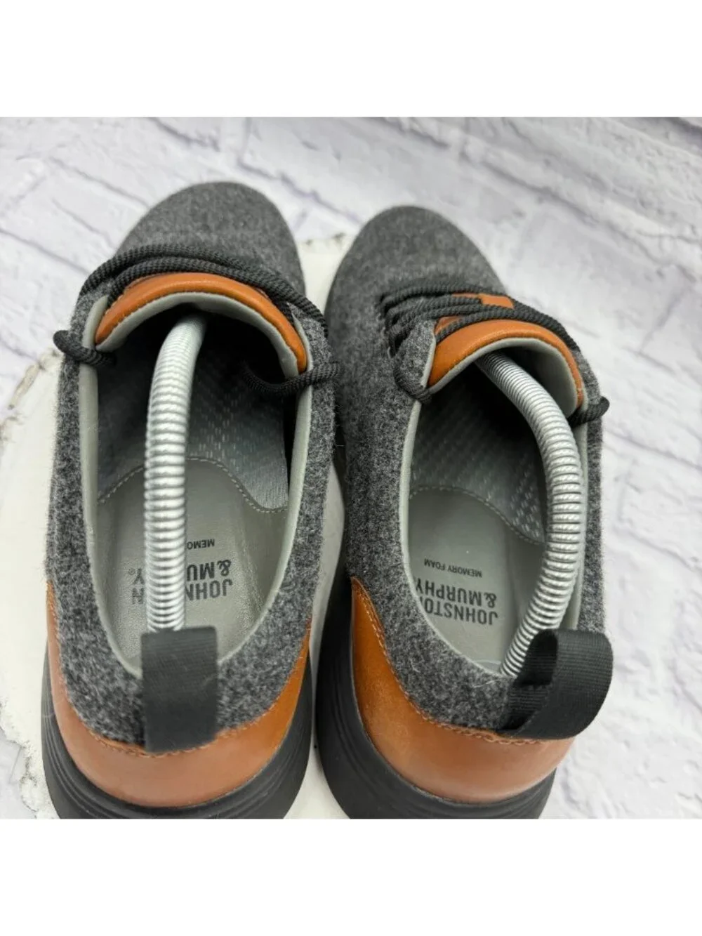 Johnston & Murphy Amherst U-Throat Shoe Dark Gray Wool Casual 25-8939 Men's 9M